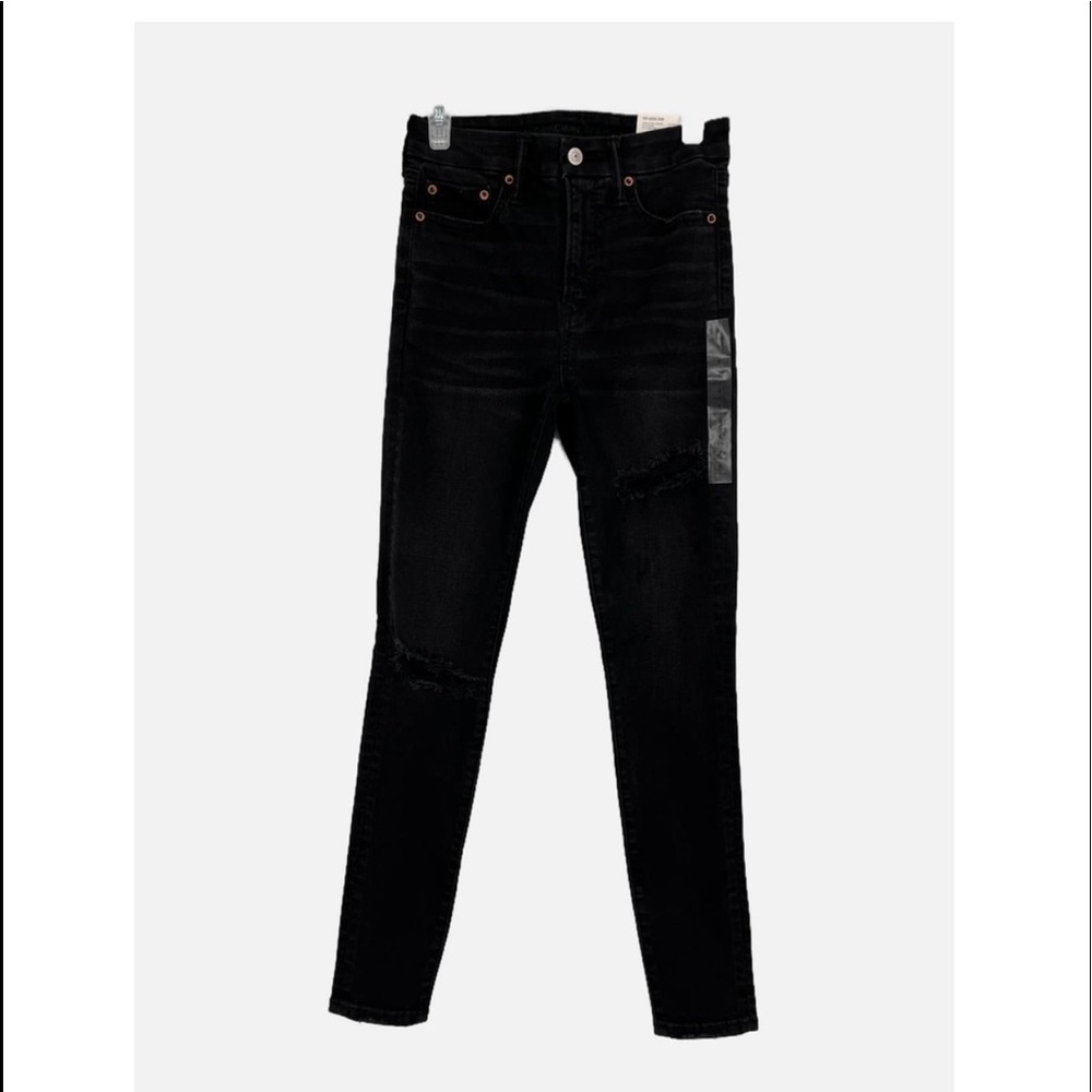 American Eagle Lu(x)e Ripped Super High-Waisted Jegging in Black Size 4